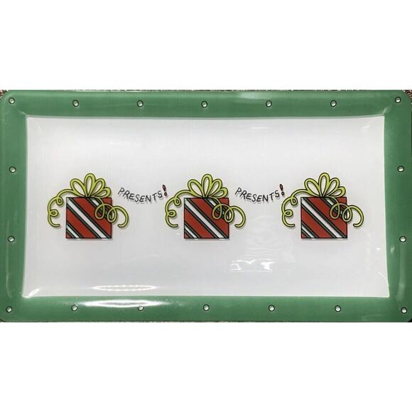 Fitz & Floyd Essentials Christmas Glass Serving Tray Holidays Snack Plate - Picture 6 of 6